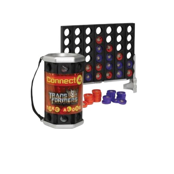Connect 4 To Go Transformers Hasbro Travel game Autobot & Decepticon Chips - Picture 1 of 7
